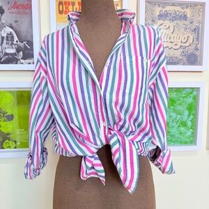 👔 Vintage Multicolour Striped Button-Up Shirt